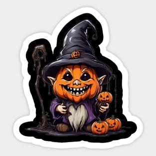 Crochet Spooky Scary Witchy Garden Halloween Gnome Pumpkin Decoration Sticker